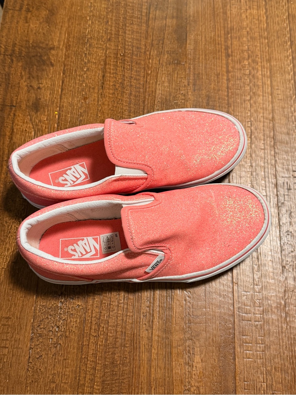 Vans Kids Slip-On Glitter Coral Pink Sneakers